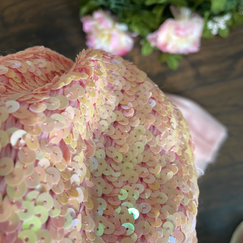 Pink sequin beret - Picture 3 of 5